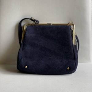 Vintage Suede Town & Country Shoes Purse | Navy